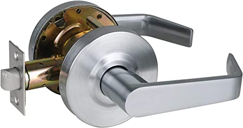 HISAFE Heavy Duty Commercial Passage Door Lever, Satin Chrome Finished Non-Locking Grade 2 Door Handle, UL 3 Hour Fire Rated Ergonomic Lever for School/Hotel Hallway, 70mm Latch - Image 1