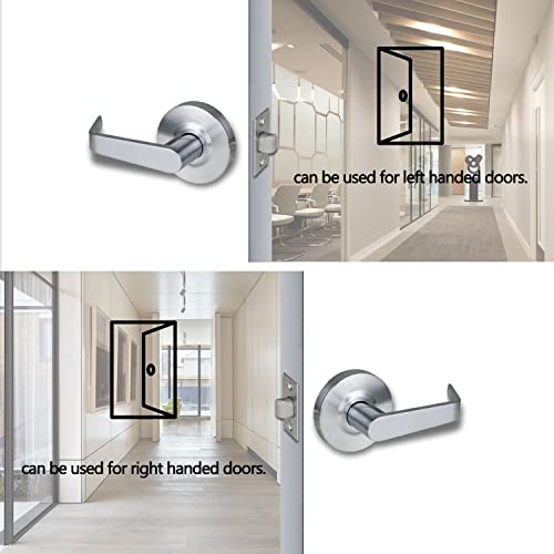 HISAFE Heavy Duty Commercial Passage Door Lever, Satin Chrome Finished Non-Locking Grade 2 Door Handle, UL 3 Hour Fire Rated Ergonomic Lever for School/Hotel Hallway, 70mm Latch - Image 3