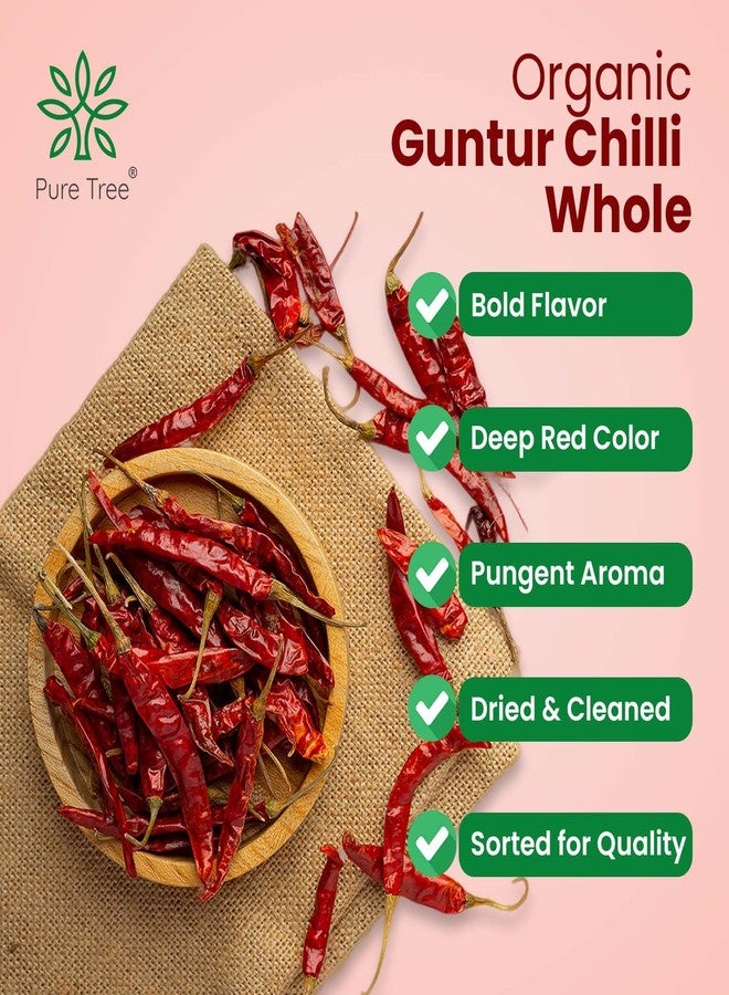 Pure Tree Certified Organic Guntur Mirchi Whole | 350 g | Stemless Guntur Red Chilli Dry | Red Chilly Dried Whole Guntur | Guntur Chilli | Organic Guntur Red Chillies For Pungent Flavor - Image 4