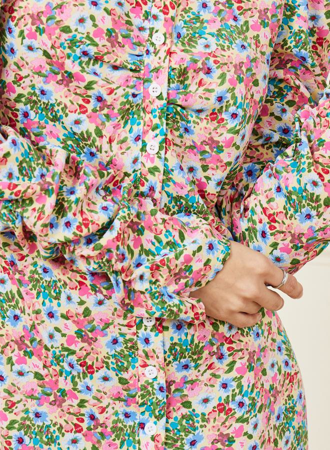 Styli Styli Lace Insert Floral Print A-Line Midi Dress  - Image 3