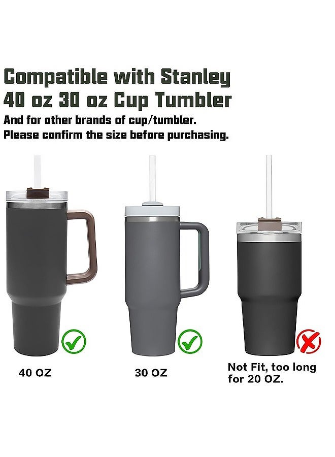 8 قطع من القش القابل لإعادة الاستخدام مع فرشاة تنظيف استبدال القش متطابق مع 40 أونصة 30 أونصة كأس ستانلي تمبلر البلاستيك الشفاف، مثالي للسفر في مكتب المنزل في الهواء الطلق والمشروبات اليومية - Image 3