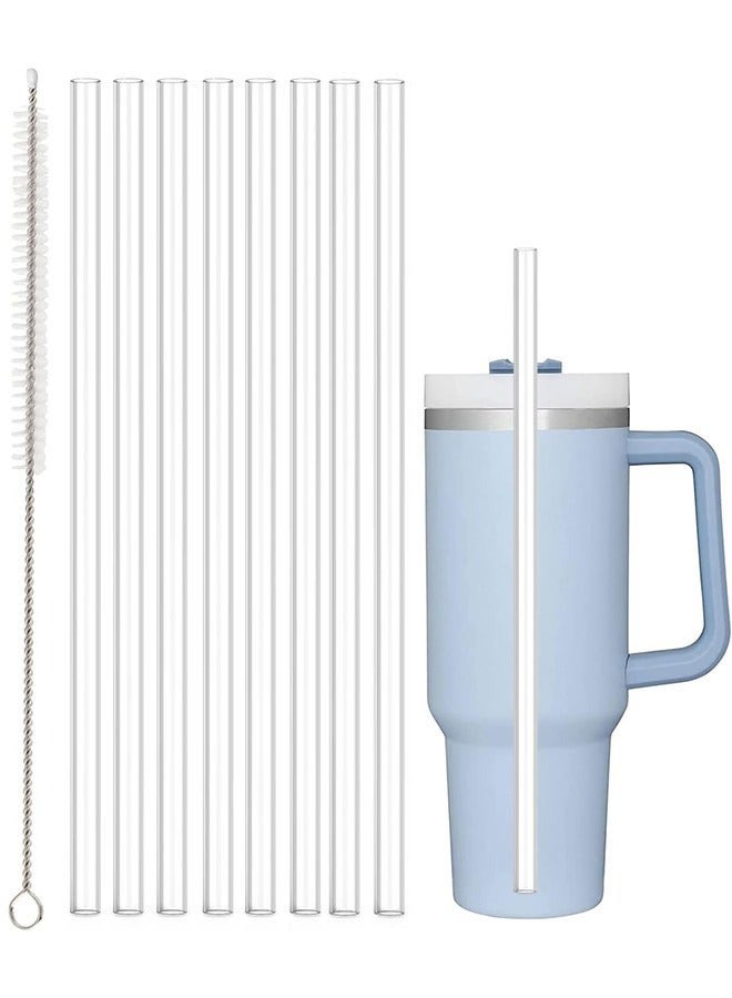 8 قطع من القش القابل لإعادة الاستخدام مع فرشاة تنظيف استبدال القش متطابق مع 40 أونصة 30 أونصة كأس ستانلي تمبلر البلاستيك الشفاف، مثالي للسفر في مكتب المنزل في الهواء الطلق والمشروبات اليومية - Image 1