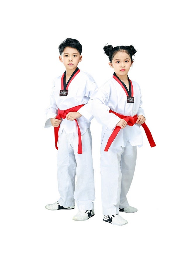 زي كاراتيه مع حزام مجاني، جي كاراتيه أبيض للأطفال، المقاس: 130 سم - Image 1
