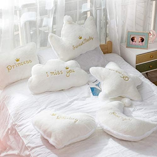 Peach Cuddle Cute Moon Shaped Velvet Fluffy Fur Cushion for Kids Room, Living Room, Bedroom, Luxury Furnishing, Throw Pillow (16x16 inch, White) - Image 4