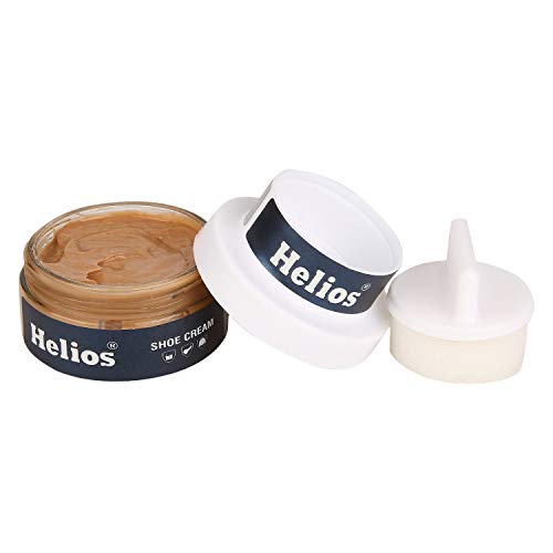 Helios shoe cream with applicator | Shoe Polish for Leather | Boot, Purse, Belt, Handbag, Jacket | Leather Conditioner | 48 GM(L.Brown) - Image 1