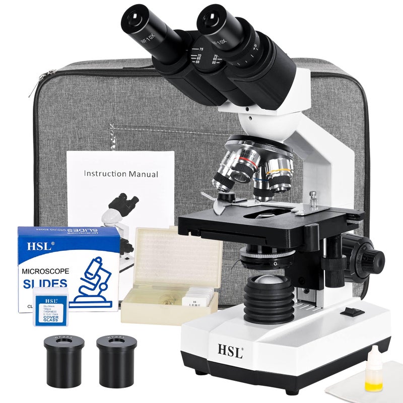 HSL 40x2500x Compound Binocular Microscope for Adults Professionalmicroscopes for Student EducateBiological Microscope LAB Micro Scope microscopio 1000x 400X