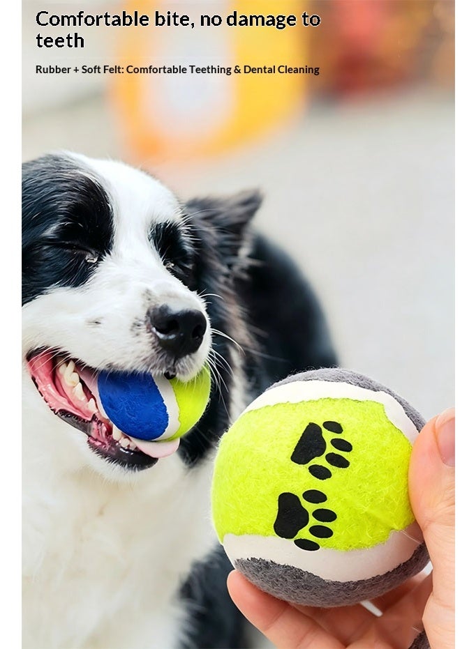 9 pet-specific tennis balls, wear-resistant and non-hurting teeth, with paw prints, outdoor throwing and relieving boredom interactive dog toys (random colors) - Image 3