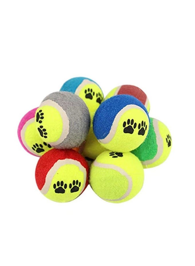 9 pet-specific tennis balls, wear-resistant and non-hurting teeth, with paw prints, outdoor throwing and relieving boredom interactive dog toys (random colors) - Image 1