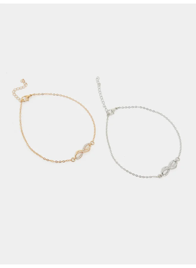 ستايلي Styli Set of 2 - Embellished Bow Accent Anklet