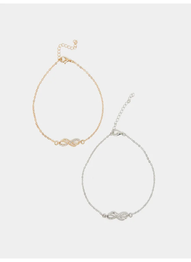 ستايلي Styli Set of 2 - Embellished Bow Accent Anklet