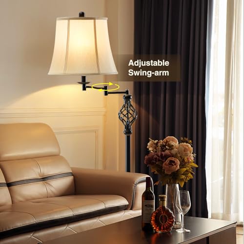 GyroVu Color Temperature Adjustable Floor lamp, Traditional 350° Adjustable Swing Arm Floor Lamp Vintage Pole lamp Farmhouse Lamp for Living Rooms & Offices, Rustic Standing Lamp for Bedroom Reading - Image 5