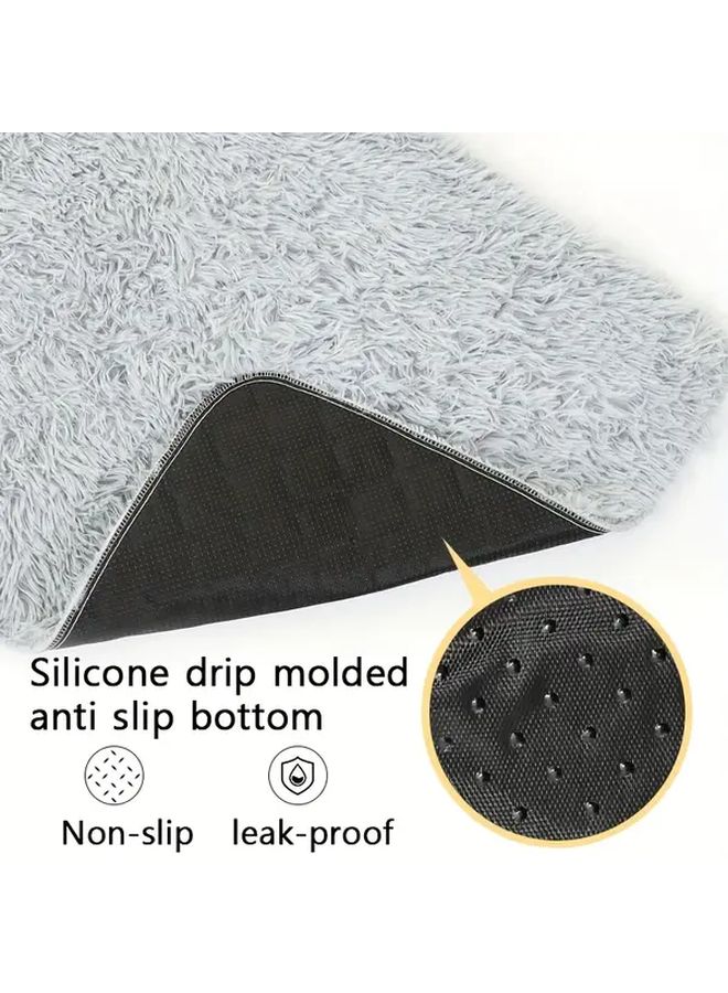 Medium Pet Bed Light Grey Thickened Lining Plush Soft Easy Clean Indoor Outdoor - Image 5