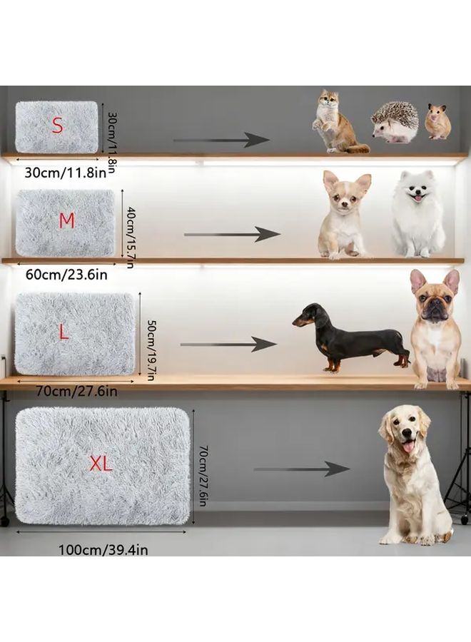 Medium Pet Bed Light Grey Thickened Lining Plush Soft Easy Clean Indoor Outdoor - Image 3