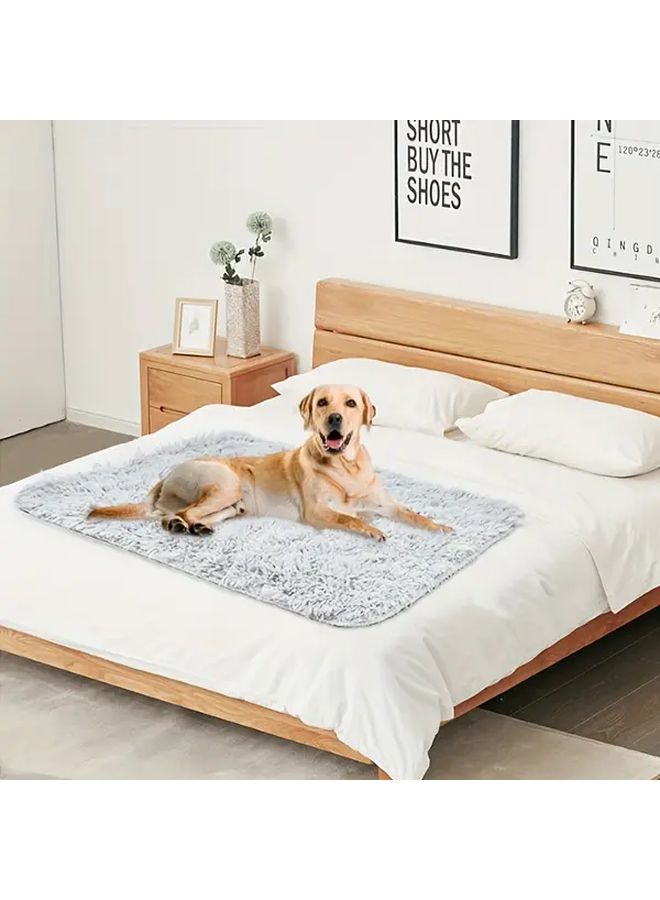 Medium Pet Bed Light Grey Thickened Lining Plush Soft Easy Clean Indoor Outdoor - Image 4