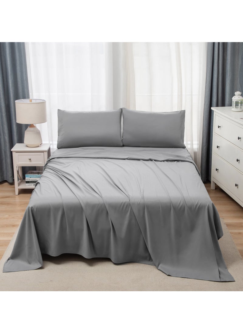PanaX Panax Bedding Queen Bed Sheets Set - 4 Piece Bedding - Brushed Microfiber - Shrinkage and Fade Resistant - Easy Care (Light Grey, Queen)  - Image 1
