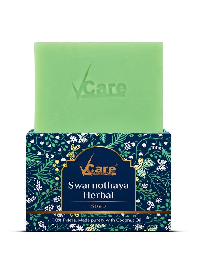 VCare Swarnothaya Herbal Soaps for Bath 100g | Handmade Soap Bar for Women and Men | Reduces Wrinkles and Exfoliates Dirt | Rejuvenates Skin Cells for a Soft and Glowing Skin | Pack of 1 - Image 1