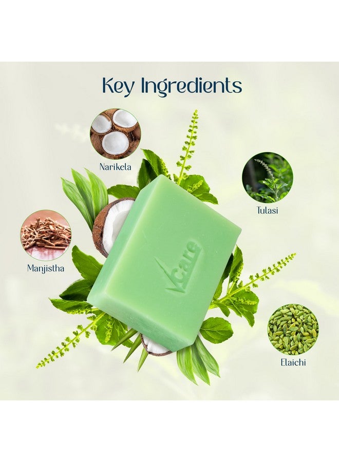 VCare Swarnothaya Herbal Soaps for Bath 100g | Handmade Soap Bar for Women and Men | Reduces Wrinkles and Exfoliates Dirt | Rejuvenates Skin Cells for a Soft and Glowing Skin | Pack of 1 - Image 2