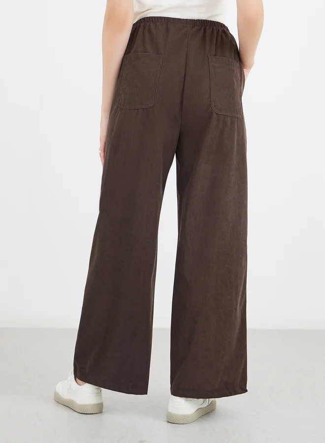 Styli Styli Coffee Brown Drawstring Relaxed Fit Trousers