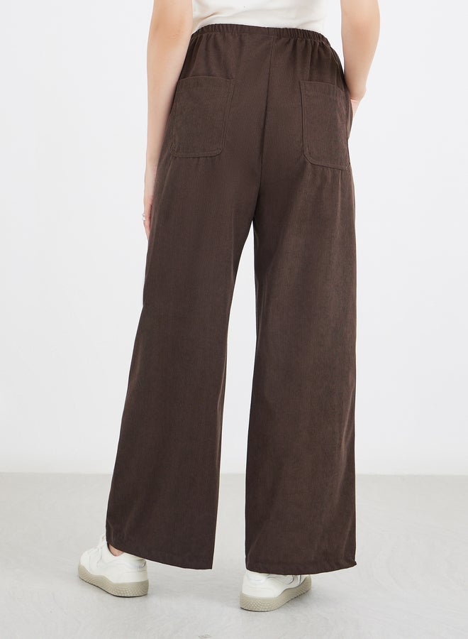 ستايلي بنطلون ستايلي بني مريح بخصر مطاطي - Image 5