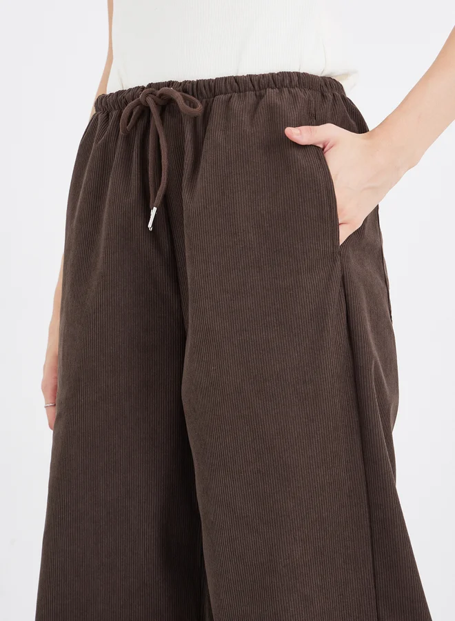 Styli Styli Coffee Brown Drawstring Relaxed Fit Trousers