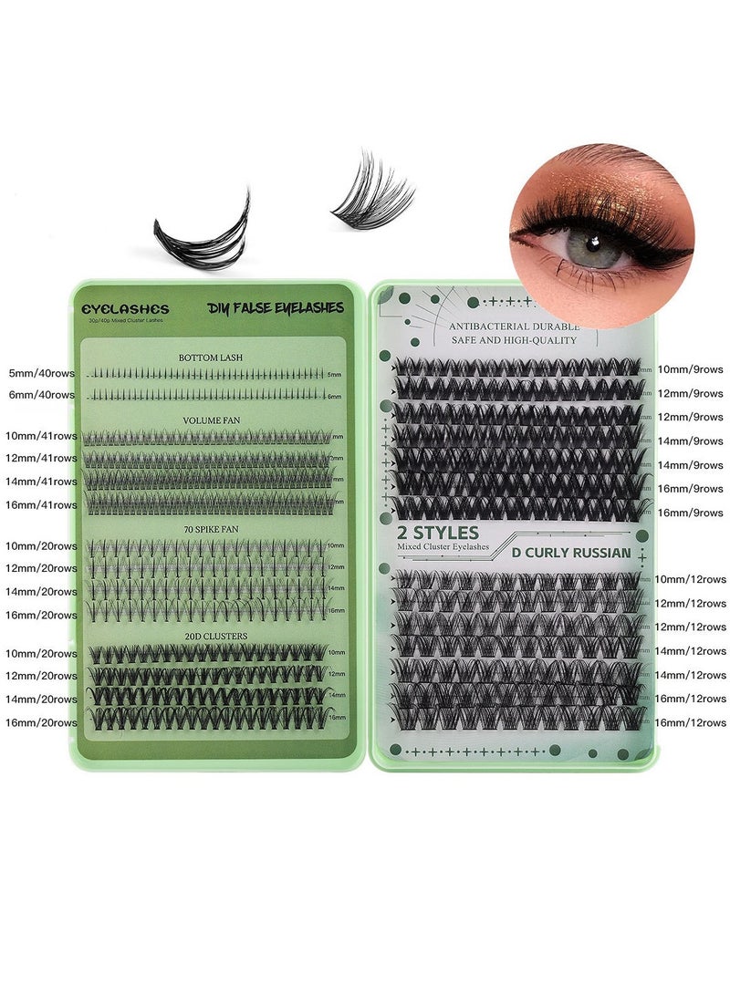 CMAYOME 4 Styles DIY Eyelash Extension Kit 551 Clusters, 10-16mm Mixed Individual Lashes Cluster, Natural Curl Personal Eyelash Set, Segmented False Eyelashes, Thick Eyelashes - Image 5