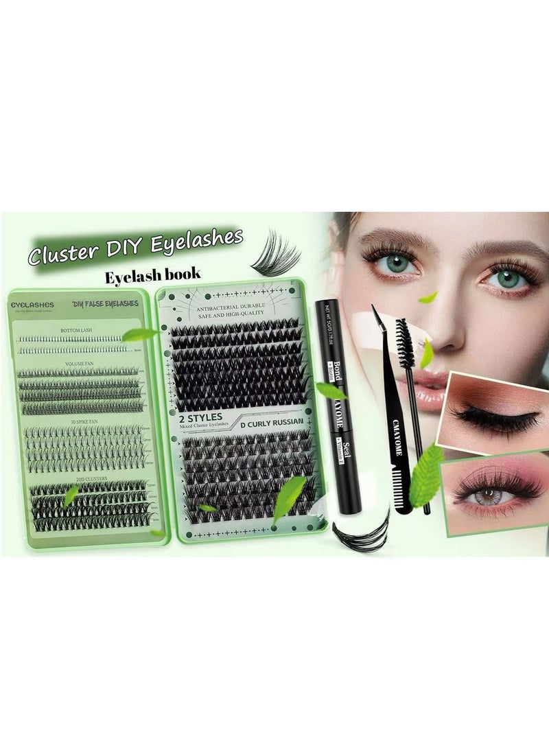 CMAYOME 4 Styles DIY Eyelash Extension Kit 551 Clusters, 10-16mm Mixed Individual Lashes Cluster, Natural Curl Personal Eyelash Set, Segmented False Eyelashes, Thick Eyelashes - Image 2