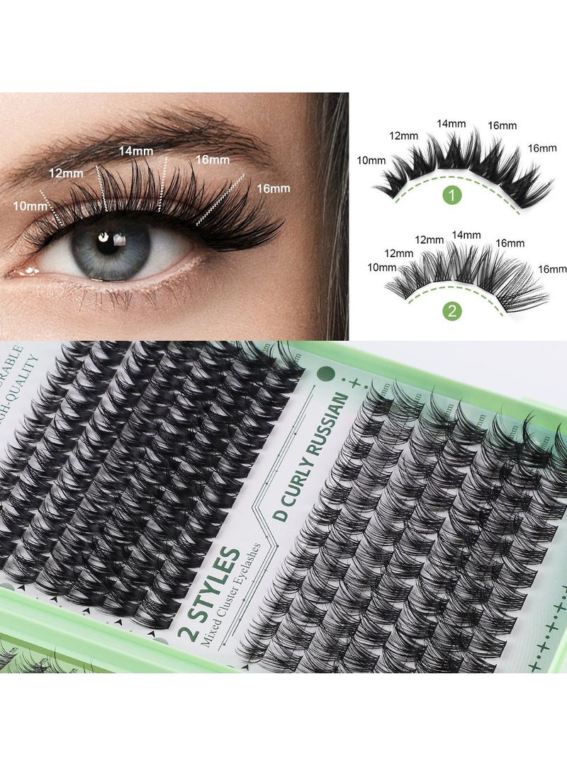 CMAYOME 4 Styles DIY Eyelash Extension Kit 551 Clusters, 10-16mm Mixed Individual Lashes Cluster, Natural Curl Personal Eyelash Set, Segmented False Eyelashes, Thick Eyelashes - Image 3