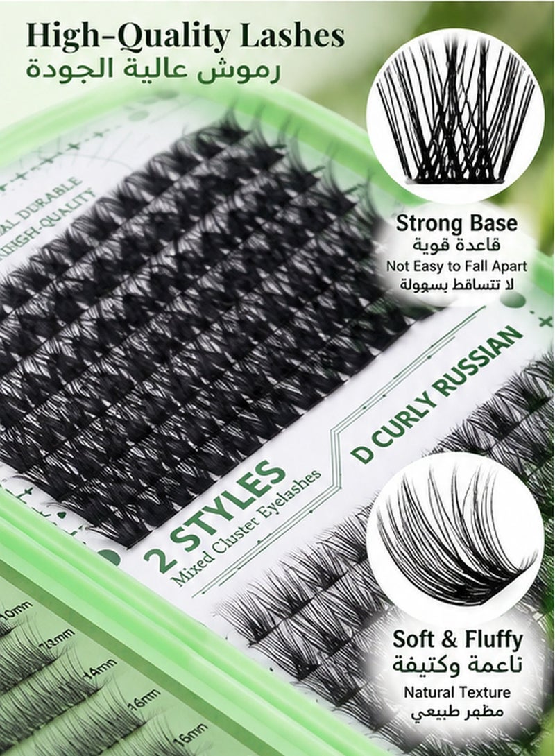 CMAYOME DIY Clusters Lash Book, 551 Pcs Wispy Fluffy Individual Lash Clusters Refill Pack, 10-16mm Mixed Length Natural D Curl False Eyelashes with 5-6mm Bottom Lashes, Upper & Lower Lash Clusters, Daily Comfort Cluster Lashes - Image 5