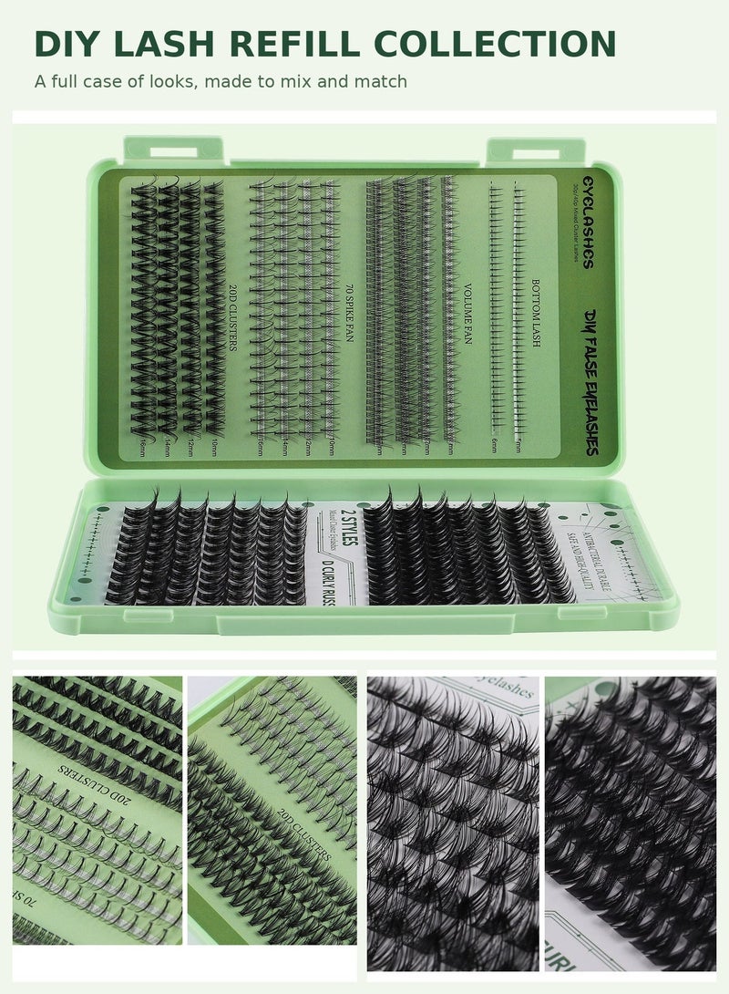 CMAYOME DIY Clusters Lash Book, 551 Pcs Wispy Fluffy Individual Lash Clusters Refill Pack, 10-16mm Mixed Length Natural D Curl False Eyelashes with 5-6mm Bottom Lashes, Upper & Lower Lash Clusters, Daily Comfort Cluster Lashes - Image 4