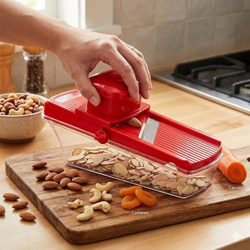 SUPERMOM Multipurpose Chopper 1 Pc – Vegetable & Dry Fruit Multiple Slicer, Manual Kitchen Slicing Tool for Almonds, Cashews, Veggies & Fruits, Stainless Steel Blade Cutter for Fast Food Preparation - Image 4