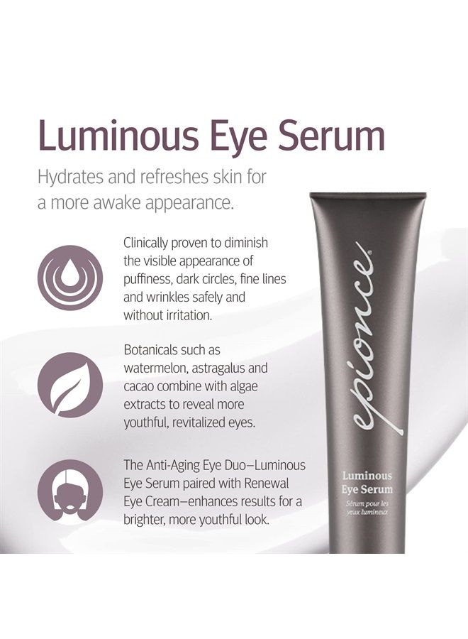 Epionce Luminous Eye Serum, Eye Cream for Dark Circles and Puffiness, Anti Aging Serum for Eyes and Under Eye Brightener - Image 1