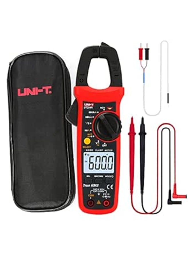 UNI-T UNI-T Ut204R Digital Ammeter Plier, Automatic Range Trms 6000 Counts Ncv Volt Amp Meter with Diode Ac/Dc Ohm Diode Capacitance Resistance Temperature Frequency Continuity Test