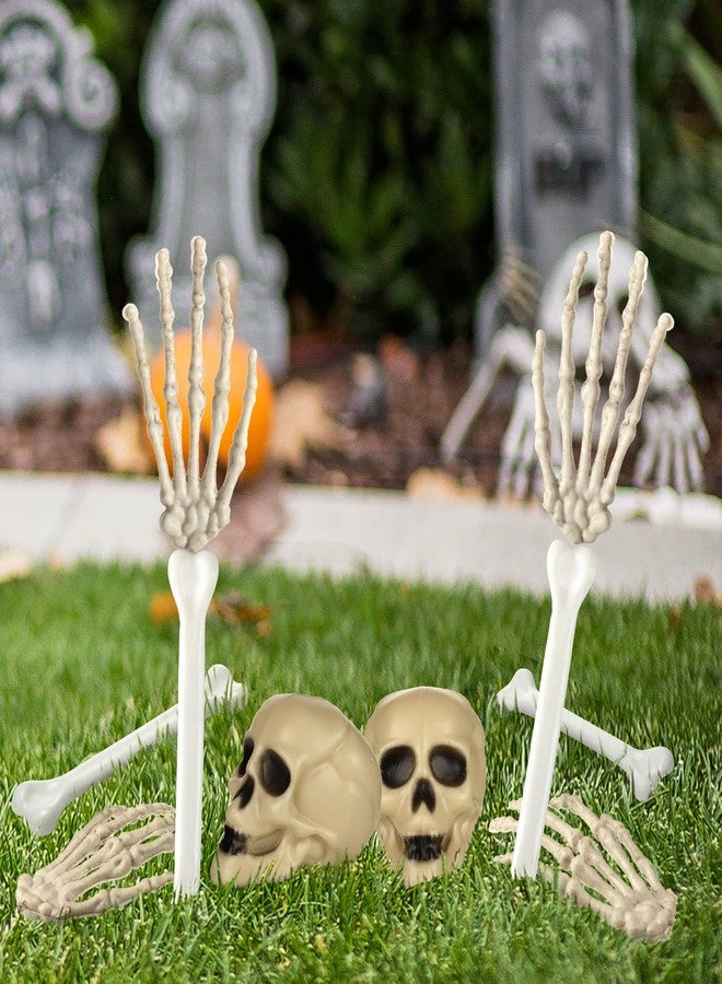 Woanger 32 Pieces Halloween Skull Decor Mini Skull Props Sets, Mini Plastic Skeleton Head and Hands Plastic Bones Skeleton Costume Bones for Halloween Party Photo Prop(Classic) - Image 4