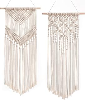 Dahey 2 Pcs Macrame Wall Hanging Decor Woven Wall Art Macrame Tapestry Boho Chic Home Decoration for Apartment Bedroom - Image 1
