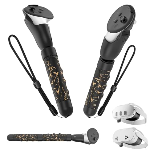 Rechale Upgraded Controller Extensions Gorilla Tag Long Arms for Meta Quest 3SQuest 3 Beat Saber Handles Golf Club Attachment VR Sticks Controller Grips for Quest 3S3 VR Gaming UG Accessories Black Gold - Image 1
