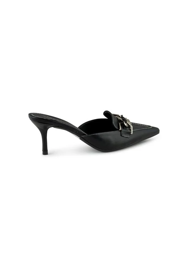 Vincci Black Women Pointed-toe Mid Heel Sandals for Women | Best Price UAE