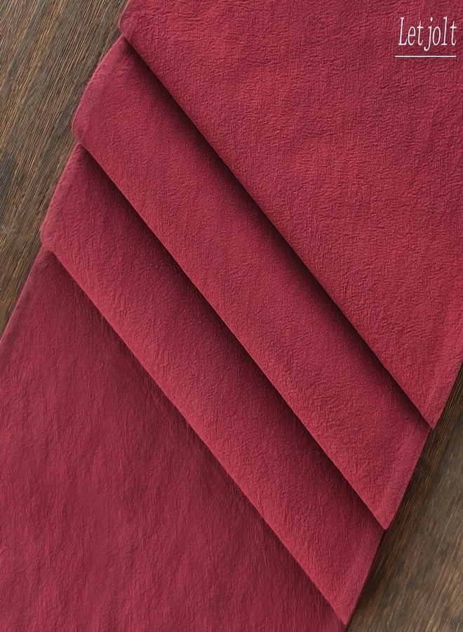 Letjolt Burgundy Table Runner 72 Inches Rustic Farmhouse Table Runner Dark Red Cotton Runner Plain Table Decor - Image 4