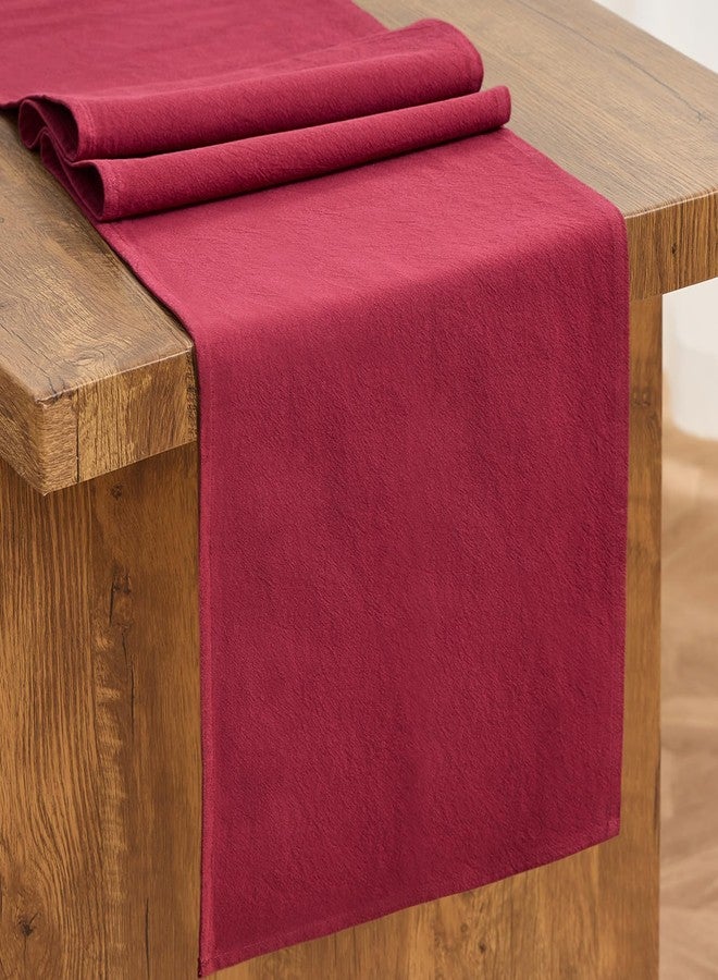 Letjolt Burgundy Table Runner 72 Inches Rustic Farmhouse Table Runner Dark Red Cotton Runner Plain Table Decor - Image 1