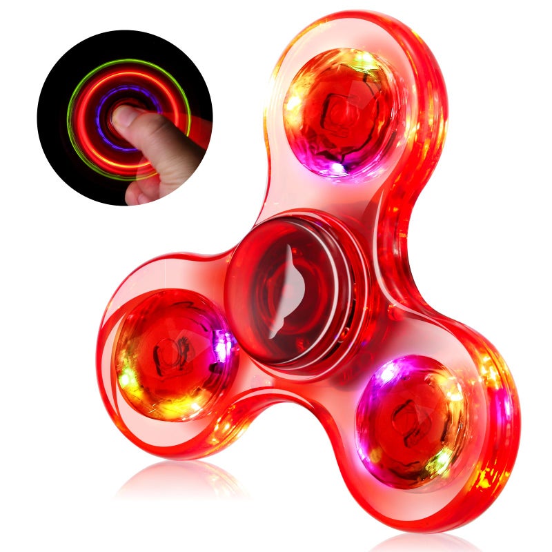 WELLVO 1Pcs LED Fidget Spinner for Kids Adults Light Up Sensory Fidget Toys for Kids 48 812 Anxiety Stress Relief Classroom Prizes Glow in The Dark Hand Spinner Boys Girls Birthday Gifts - Image 3