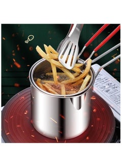 Deep Fryer Pot Stainless Steel Frying Pan with Strainer Basket and Handle,Tempura Fish Shrimp Chicken Fryer Deep Frying Pot