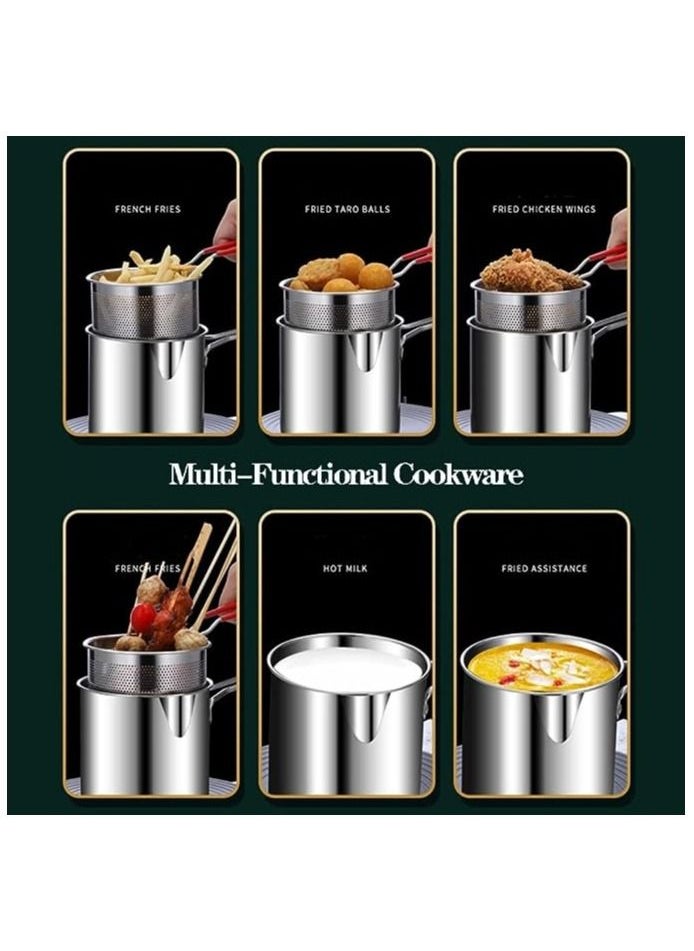Generic - Deep Fryer Pot Stainless Steel Frying Pan with Strainer Basket and Handle,Tempura Fish Shrimp Chicken Fryer Deep Frying Pot - Image 1