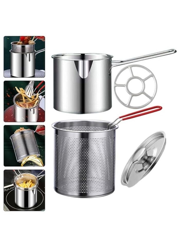 Generic - Deep Fryer Pot Stainless Steel Frying Pan with Strainer Basket and Handle,Tempura Fish Shrimp Chicken Fryer Deep Frying Pot - Image 1