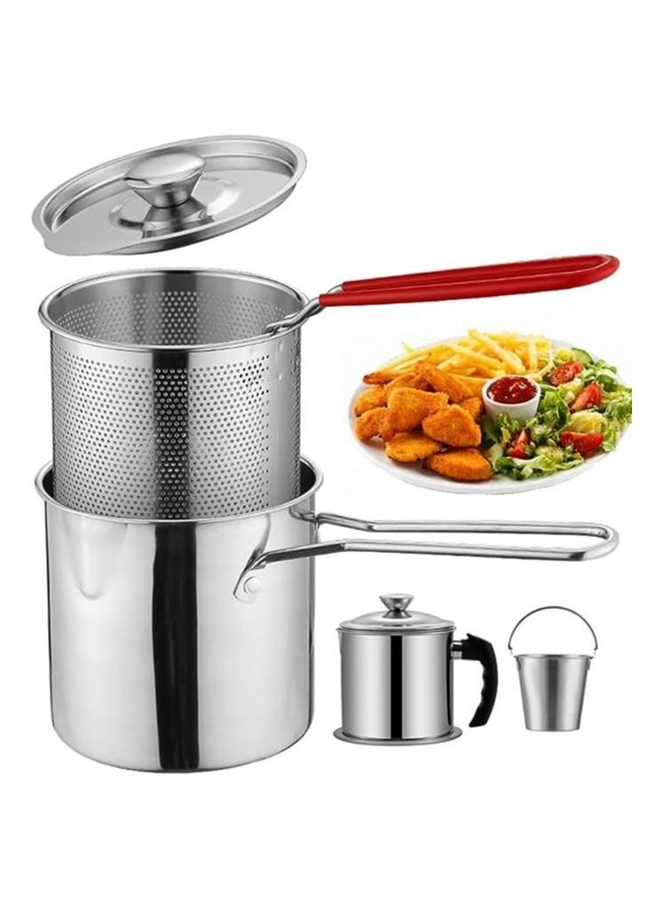 Generic - Deep Fryer Pot Stainless Steel Frying Pan with Strainer Basket and Handle,Tempura Fish Shrimp Chicken Fryer Deep Frying Pot - Image 1