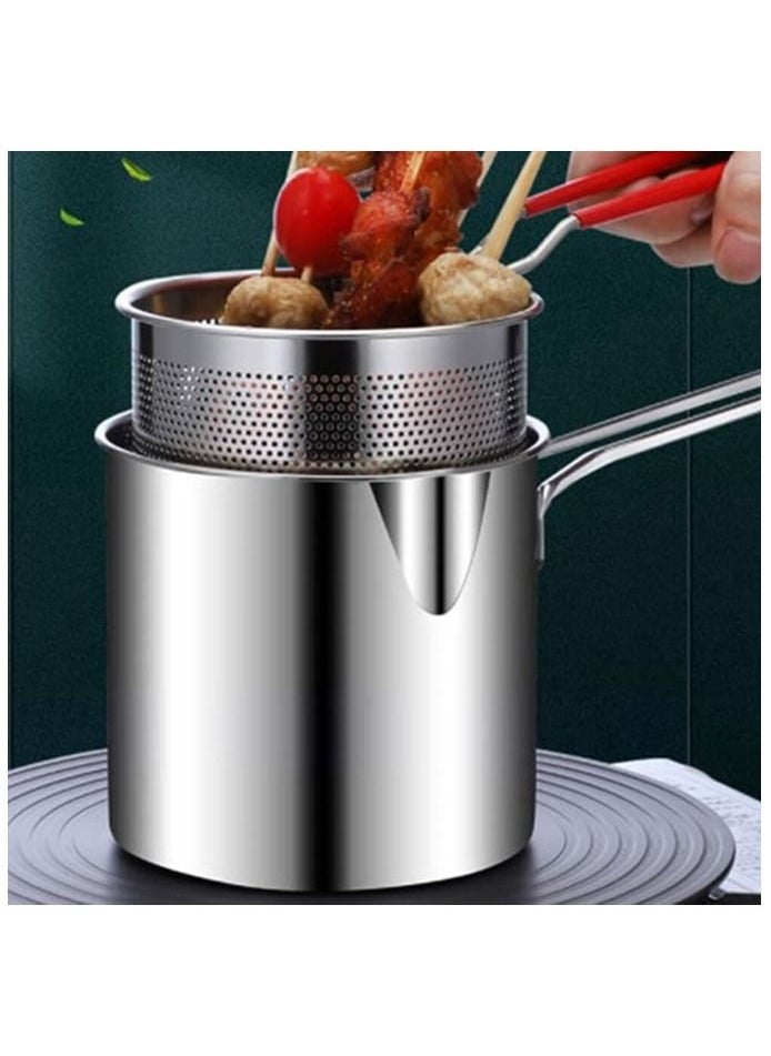 Generic - Deep Fryer Pot Stainless Steel Frying Pan with Strainer Basket and Handle,Tempura Fish Shrimp Chicken Fryer Deep Frying Pot - Image 1