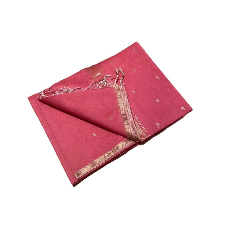 SheenKraft | Women's Semi Tussar Silk Zari Weaving Saree with Running Blouse Attached (12588 Chebeet_Pink) - Image 5