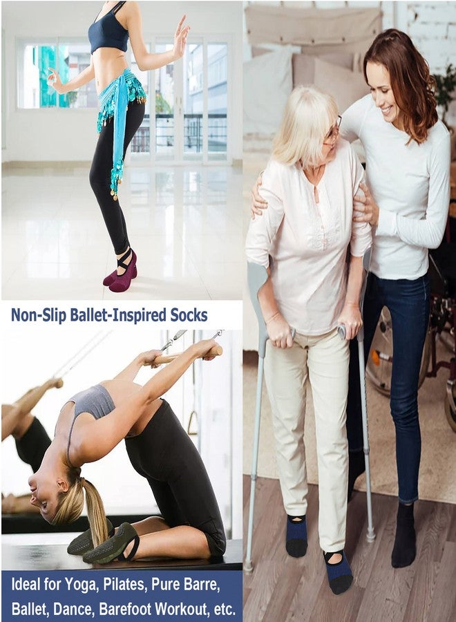 Ozaiic Non Slip Socks for Yoga Pilates Barre Fitness Hospital Socks for Women (4 Pairs -Green/Blue/Cyan/Red) - Image 5
