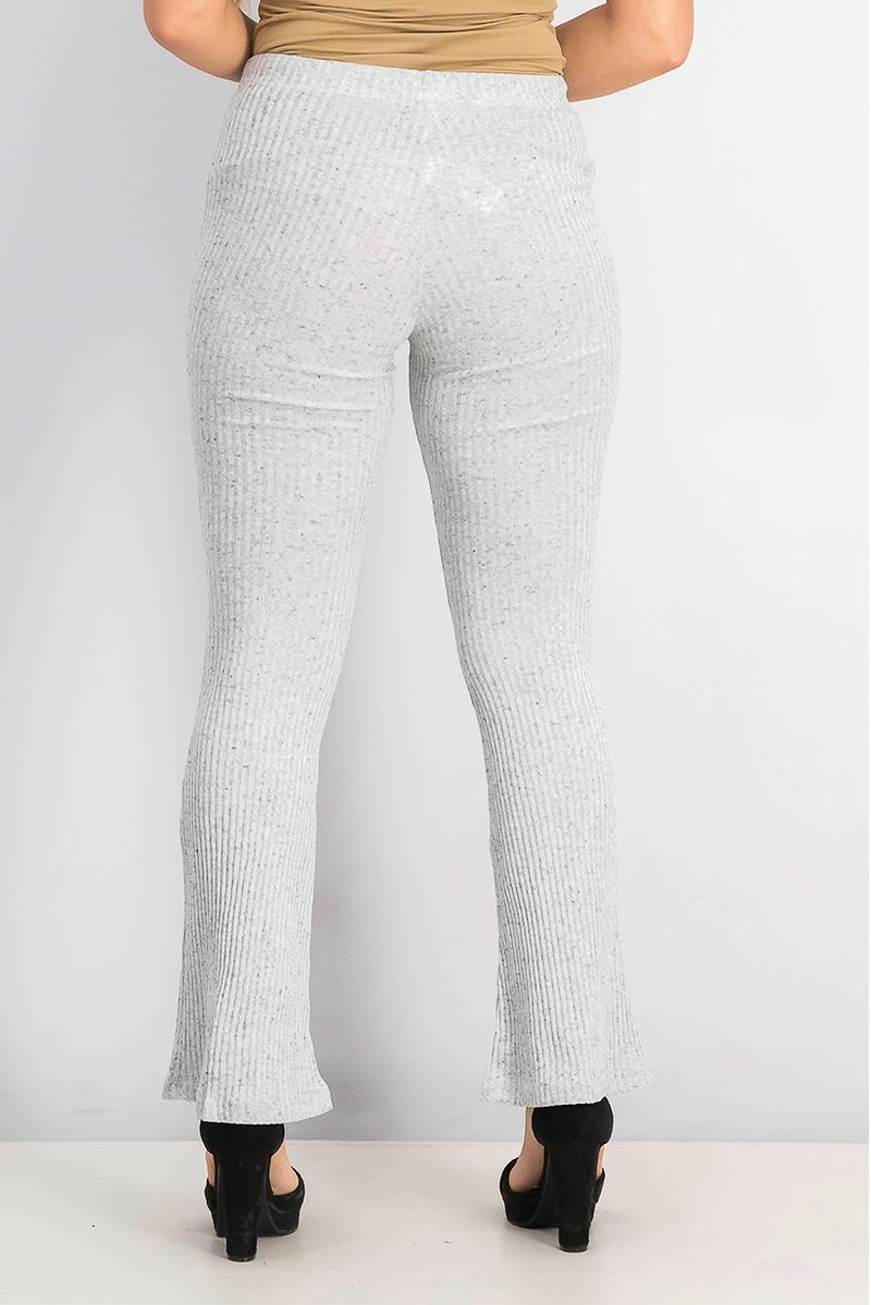 TOPSHOP Women Regular Fit Ribbed Drawstring Flared Hem Pant, Grey - Image 2