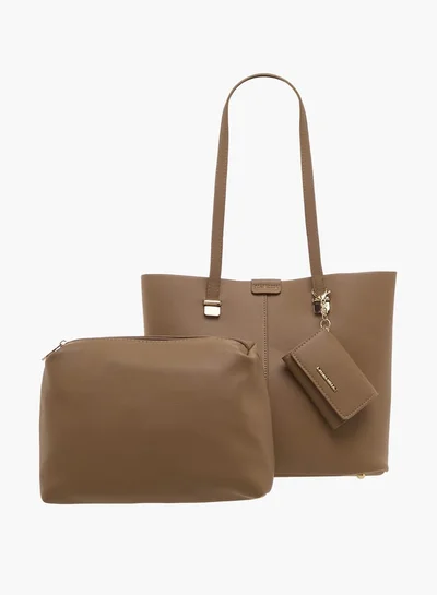 Flora Bella By Shoexpress Women Solid Tote Bag with Detachable Wallet and Pouch