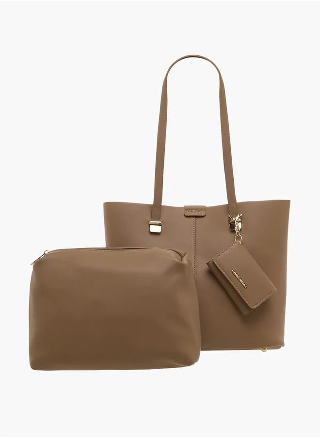 Flora Bella By Shoexpress Women Solid Tote Bag with Detachable Wallet and Pouch