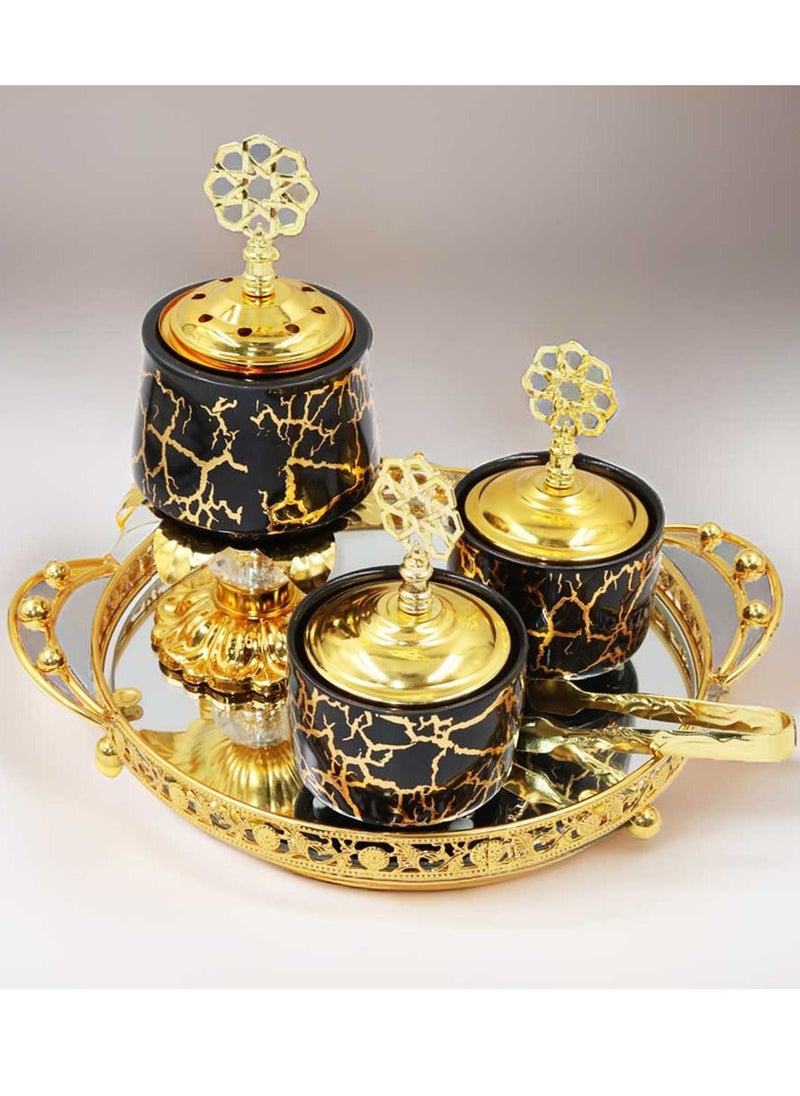 Bakhoor BoSidin Luxurious Ceramic Incense Burner Set Arabic Oud Bakhoor Holder for Home and Office Fragrance  - Image 1